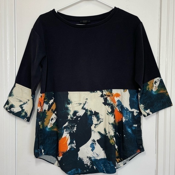 COS Navy Watercolor Pullover Top size XS - Picture 5 of 6